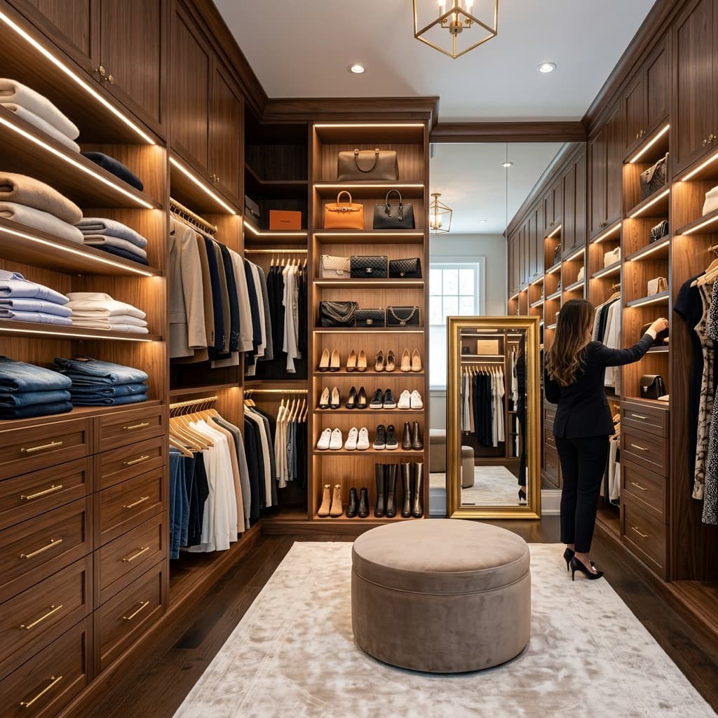 Vestidor principal tipo boutique de la villa modelo